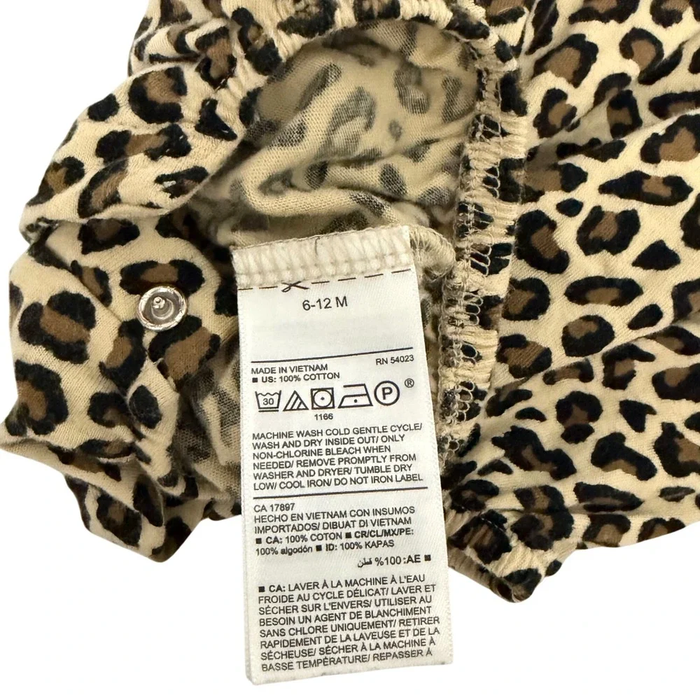 Old Navy Baby Girl Romper Lot 2pc 6-12M Leopard Cherry‎ Graphic Cream Sleeveless